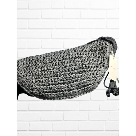 Primark Purse Raffia Macrame Shoulder Strap Crossbody Bag Black Woven - Picture 5 of 11